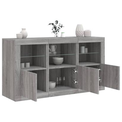 Servantă cu lumini LED, gri sonoma, 123x37x67 cm GartenMobel Dekor