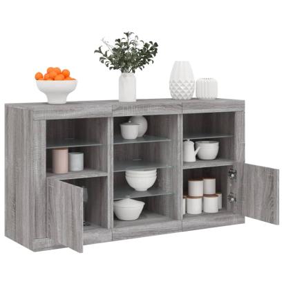 Servantă cu lumini LED, gri sonoma, 123x37x67 cm GartenMobel Dekor