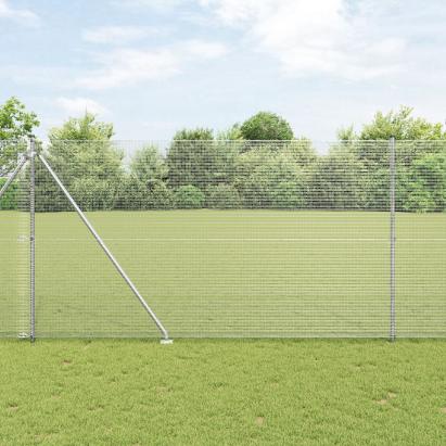 Împrejmuire Sudată cu 7 Stâlpi de Sprijin 1.6x10 m Oțel Galvanizat GartenMobel Dekor