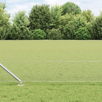 Gard din sârmă sudată cu 13 stâlpi de vârf 0,6x25 m Oțel galvanizat GartenMobel Dekor