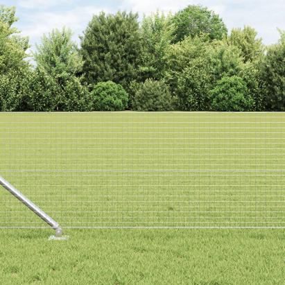 Gard din sârmă sudată cu 13 stâlpi cu ciocan 0.5x50m oțel galvanizat GartenMobel Dekor