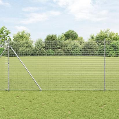 Împrejmuire din Sârmă Sudată cu 13 Stâlpi de Spike 1.5x50 m Oțel Galvanizat GartenMobel Dekor