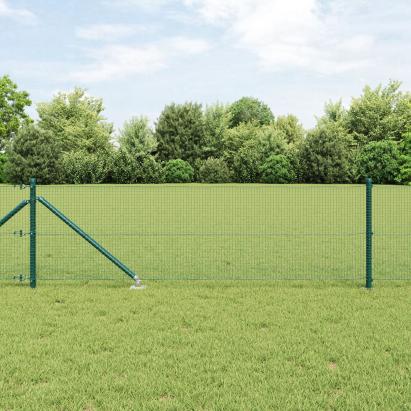 Gard din Sârmă Sudată cu 13 Stâlpi de Sprijin Verde 0.8x25 m Oțel GartenMobel Dekor