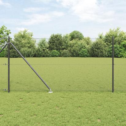 Gard din Metal Sudat cu 13 Posturi Spike Gri 1.4x25 m Oțel GartenMobel Dekor