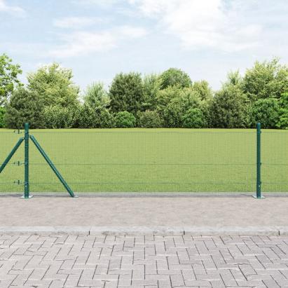 Set de Stâlpi pentru Gard Set de 2 Verde Metal, strat de PVC GartenMobel Dekor