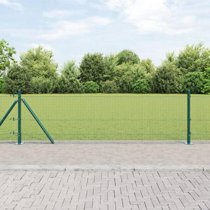 Set de Stâlpi pentru Gard Set de 2 Verde Metal acoperit cu plastic GartenMobel Dekor