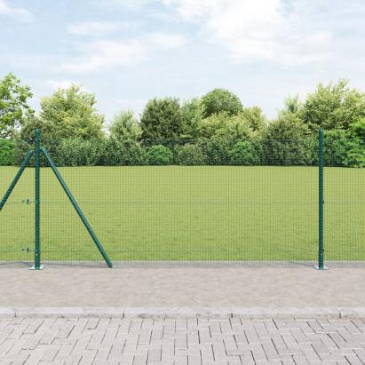 Set de stâlpi de împrejmuire verde Set de 2 Verde Metal 25 x 1 m GartenMobel Dekor