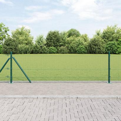 Gard din Sârmă Sudată cu 13 Stâlpi Flansați Verde 0.4x50 m Oțel GartenMobel Dekor