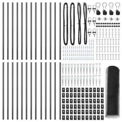 Gard Hexagonal  Gri 0.5x50 m Oțel, Paliere de Gard  cu Spike 13 buc Ø32 mm 80 cm Oțel galvanizat GartenMobel Dekor