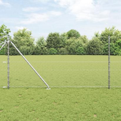 Gard hexagonal  1x10 m Oțel galvanizat, Stâlpi pentru gard  cu vârf 7 buc Ø32 mm 120 cm Oțel galvanizat GartenMobel Dekor