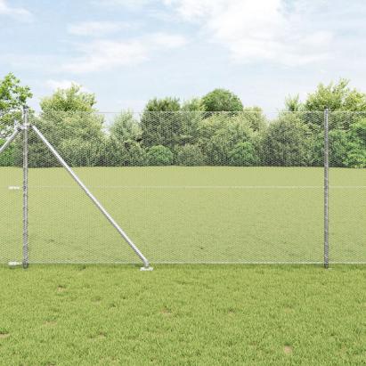 Gard Hexagonal  1x100 m Oțel Galvanizat, Stâlpi de Gard  cu Vârf 13 buc Ø32 mm 120 cm Oțel Galvanizat GartenMobel Dekor