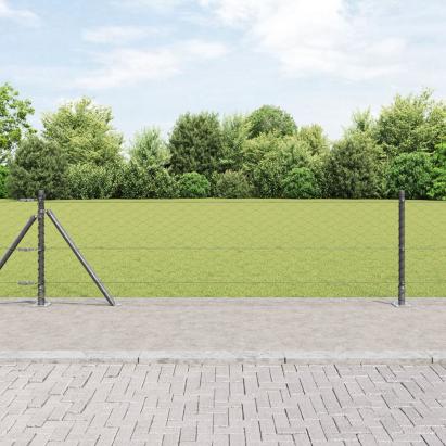 Set de garduri Set de 2 Gri Oțel vopsit electrostatic 25 x 0.5 m GartenMobel Dekor