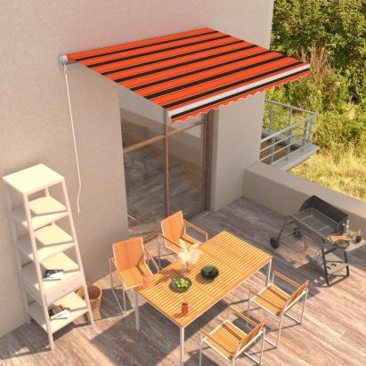Copertină retractabilă manual, portocaliu & maro, 350 x 250 cm GartenMobel Dekor