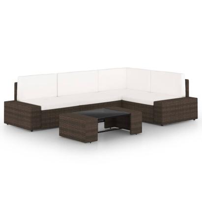 Set mobilier de grădină cu perne, 5 piese, maro, poliratan GartenMobel Dekor
