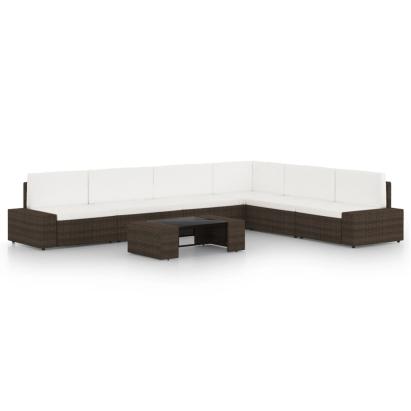 Set mobilier de grădină cu perne, 7 piese, maro, poliratan GartenMobel Dekor