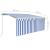 Copertină retractabilă manual cu stor, albastru&alb, 3,5x2,5 m   GartenMobel Dekor