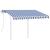 Copertină retractabilă manual cu stâlpi albastru/alb 3,5x2,5 m GartenMobel Dekor