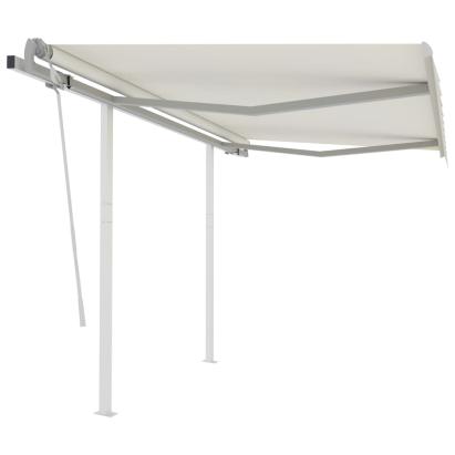 Copertină retractabilă manual cu stâlpi, crem, 3,5x2,5 m GartenMobel Dekor