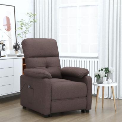 Fotoliu rabatabil electric, maro închis, material textil GartenMobel Dekor