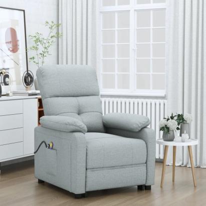 Fotoliu de masaj electric rabatabil, gri deschis, textil GartenMobel Dekor