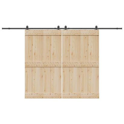 Set feronerie pentru uși glisante, negru, 366 cm, oțel GartenMobel Dekor