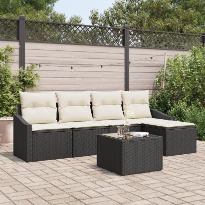 Set de Dining pentru Grădină cu 5 Piese și Perne Culoare Brown din Rattan Poly GartenMobel Dekor