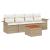 Set de Sofas pentru Grădină de 5 Piese cu Pernuțe Bej din Ratan Poly și Acacia, Sofa de Grădină cu 2 Locuri cu Spațiu de Depozitare și Pernuțe Bej din Ratan Poly GartenMobel Dekor