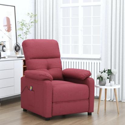 Fotoliu de masaj, roșu vin, material textil GartenMobel Dekor