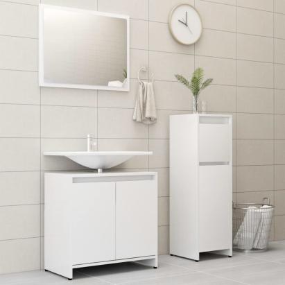 Set mobilier de baie, 3 piese, alb, lemn prelucrat GartenMobel Dekor