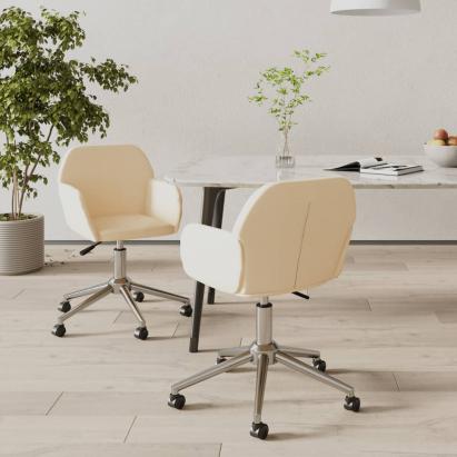 Scaune de bucătărie pivotante, 2 buc., crem, material textil GartenMobel Dekor