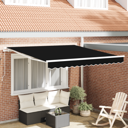 Marchiză manuală retractabilă neagră 350x250 cm GartenMobel Dekor