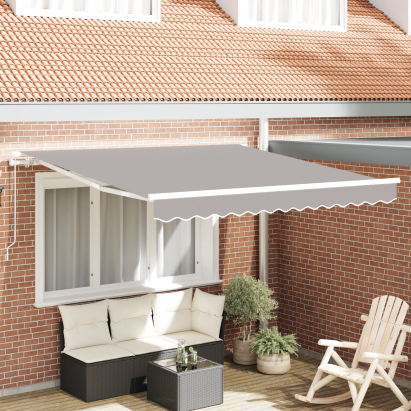 Marchiză Manuală Retractabilă Gri Deschis 350x250 cm, Țesătură de Înlocuire pentru Marchiză de 3.5x2.5 m Cadru Gri Deschis GartenMobel Dekor