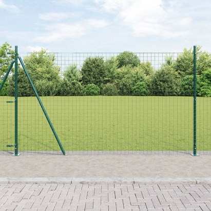 Stâlpi de Gard cu Plăci de Bază 26 pcs Ø32mm 83,5cm Oțel Galvanizat GartenMobel Dekor