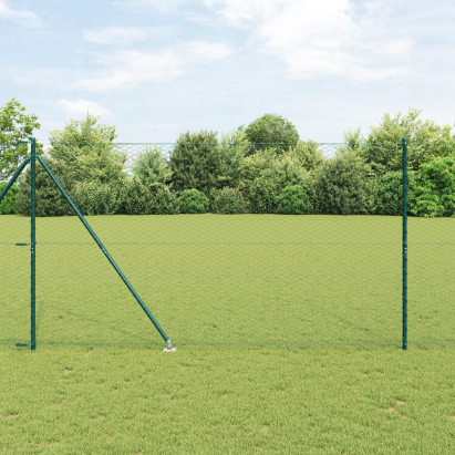Gard Hexagonal  Verde 1.5x100 m Oțel, Stâlpi de Gard  cu Spike 13 buc Ø32 mm 170 cm Oțel Galvanizat GartenMobel Dekor