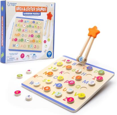 Puzzle din lemn - Litere & sunete in lb. engleza PlayLearn Toys