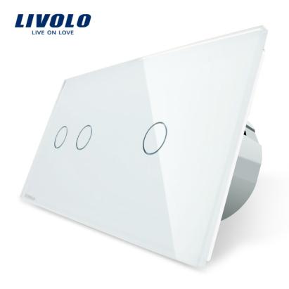 Intrerupator dublu + simplu cu touch Livolo din sticla SmartElectro IntelligentHouse
