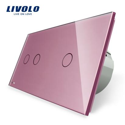Intrerupator dublu + simplu cu touch Livolo din sticla SmartElectro IntelligentHouse