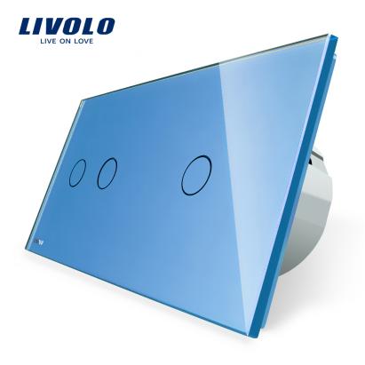 Intrerupator dublu + simplu cu touch Livolo din sticla SmartElectro IntelligentHouse