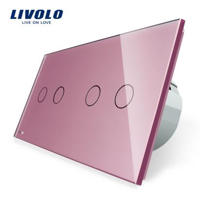 Intrerupator dublu + dublu cu touch Livolo din sticla SmartElectro IntelligentHouse