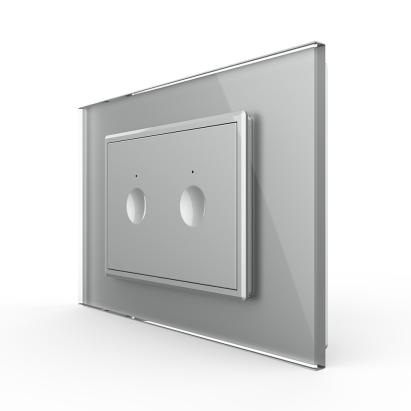Intrerupator dublu cu touch Livolo cu rama din sticla, standard Italian - Serie noua SmartElectro IntelligentHouse