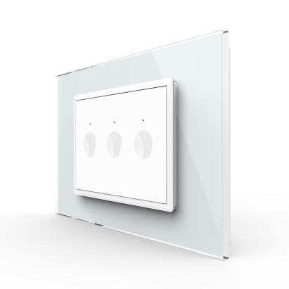 Intrerupator triplu cu touch Livolo cu rama din sticla, standard Italian - Serie noua SmartElectro IntelligentHouse