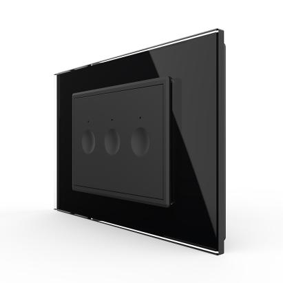 Intrerupator triplu cu touch Livolo cu rama din sticla, standard Italian - Serie noua SmartElectro IntelligentHouse