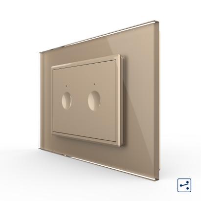 Intrerupator dublu cap scara / cap cruce cu touch Livolo cu rama din sticla, standard Italian - Serie noua SmartElectro IntelligentHouse