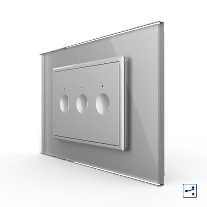 Intrerupator triplu cap scara / cap cruce cu touch Livolo cu rama din sticla, standard Italian - Serie noua SmartElectro IntelligentHouse