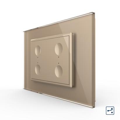 Intrerupator cvadruplu cap scara / cap cruce cu touch Livolo cu rama din sticla, standard Italian - Serie noua SmartElectro IntelligentHouse