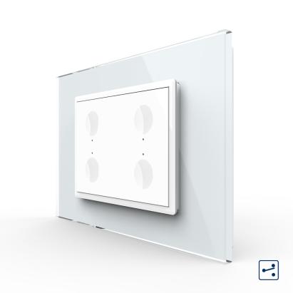 Intrerupator cvadruplu cap scara / cap cruce cu touch Livolo cu rama din sticla, standard Italian - Serie noua SmartElectro IntelligentHouse