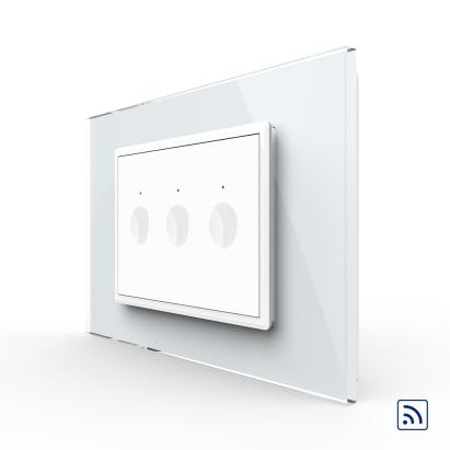 Intrerupator triplu wireless cu touch Livolo cu rama din sticla, standard Italian - Serie noua SmartElectro IntelligentHouse