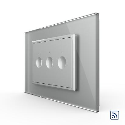 Intrerupator triplu wireless cu touch Livolo cu rama din sticla, standard Italian - Serie noua SmartElectro IntelligentHouse