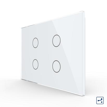 Intrerupator cvadruplu cap scara / cruce cu touch Livolo din sticla, standard Italian - Serie noua SmartElectro IntelligentHouse