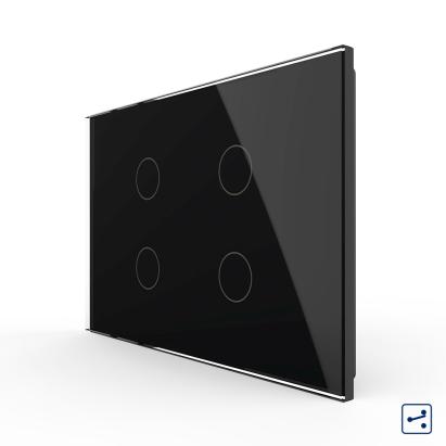 Intrerupator cvadruplu cap scara / cruce cu touch Livolo din sticla, standard Italian - Serie noua SmartElectro IntelligentHouse